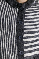 gray stripe border knit polo shirt