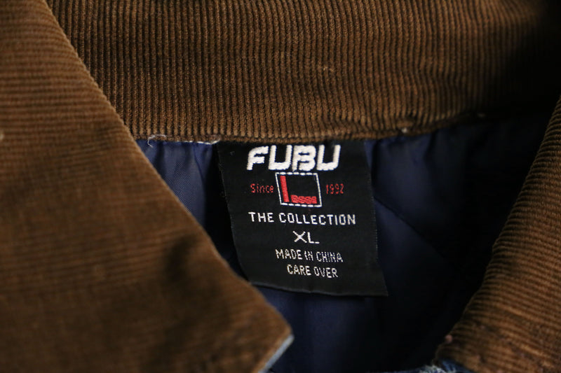 "FUBU" corduroy collar quilting middle denim jacket