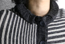 gray stripe border knit polo shirt