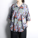 geometric pattern shell button s/s shirt