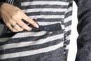 gray stripe border knit polo shirt