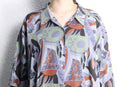 geometric pattern shell button s/s shirt