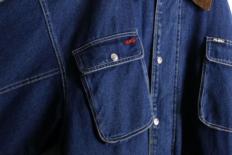 "FUBU" corduroy collar quilting middle denim jacket