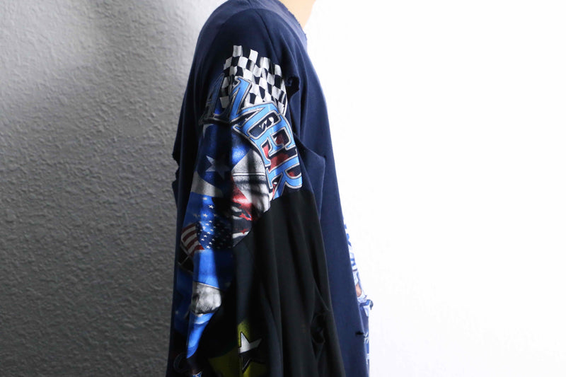 "Re:make" BORO 3-docking long tee