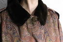antique paisley print faux fur coat