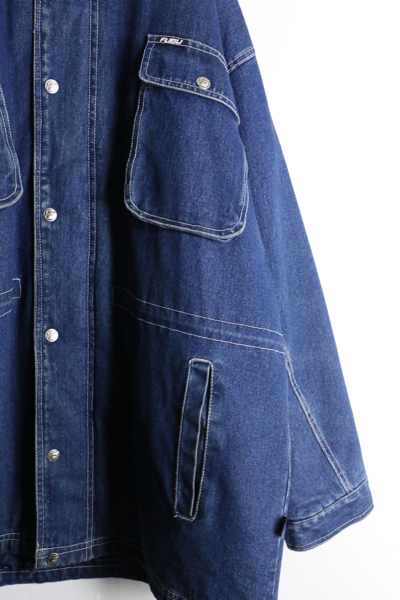 "FUBU" corduroy collar quilting middle denim jacket