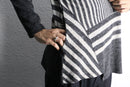gray stripe border knit polo shirt