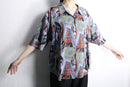 geometric pattern shell button s/s shirt