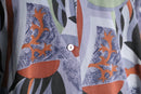 geometric pattern shell button s/s shirt