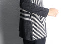 gray stripe border knit polo shirt