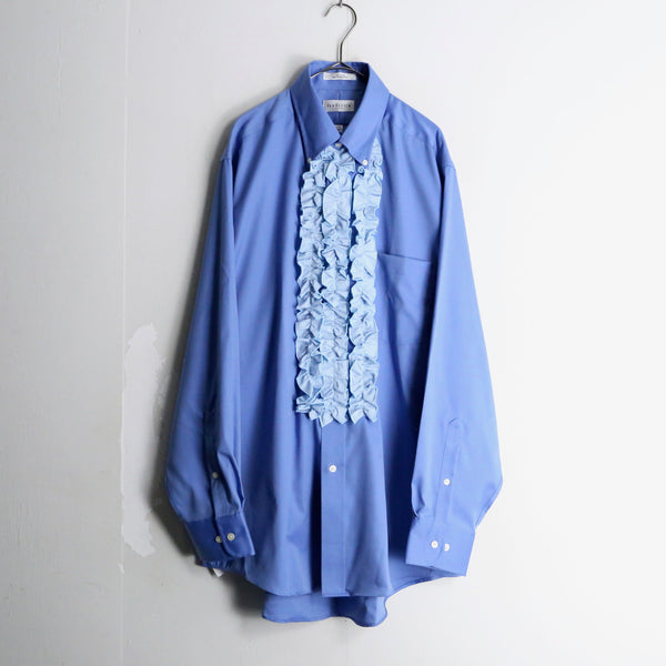 customization poplin blue frill shirt