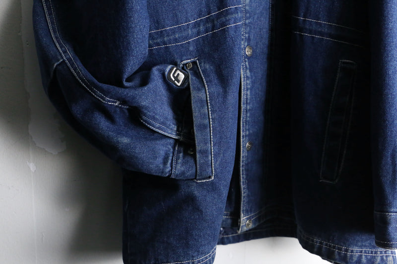 "FUBU" corduroy collar quilting middle denim jacket