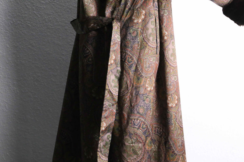 antique paisley print faux fur coat