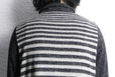 gray stripe border knit polo shirt