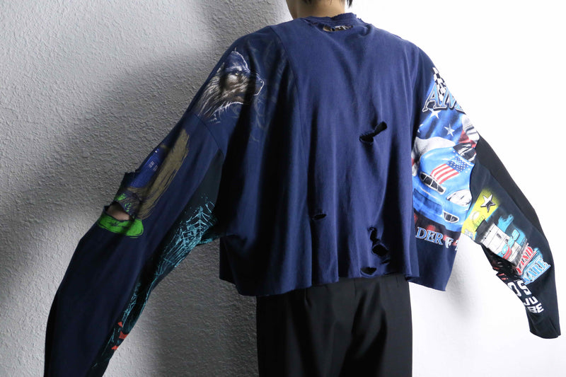 "Re:make" BORO 3-docking long tee