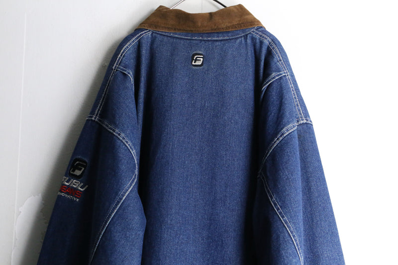 "FUBU" corduroy collar quilting middle denim jacket