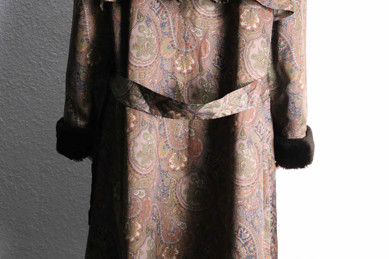 antique paisley print faux fur coat