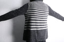 gray stripe border knit polo shirt