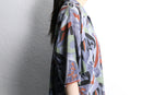 geometric pattern shell button s/s shirt