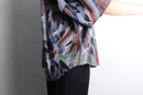 geometric pattern shell button s/s shirt