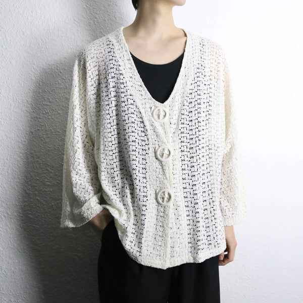 white color mesh loose cardigan