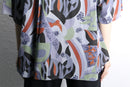 geometric pattern shell button s/s shirt