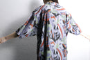 geometric pattern shell button s/s shirt