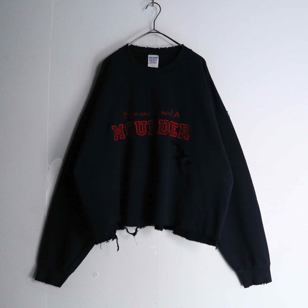 "Re:make" black color damage design sweat