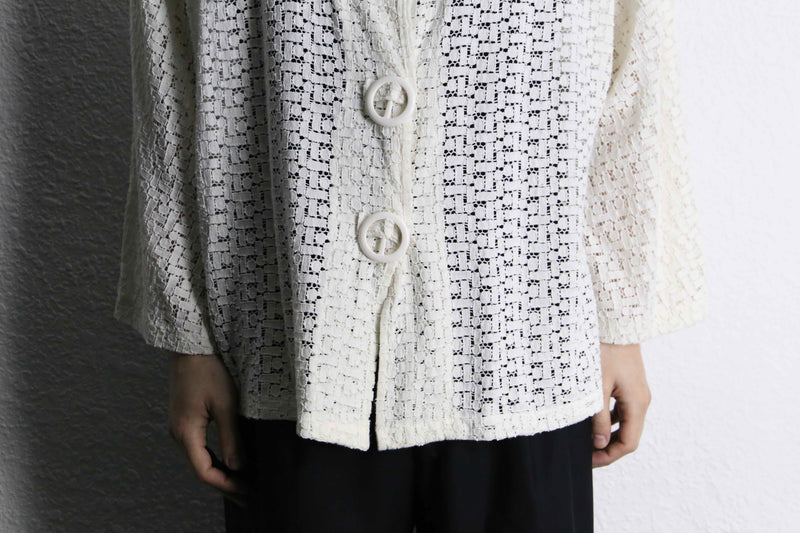 white color mesh loose cardigan