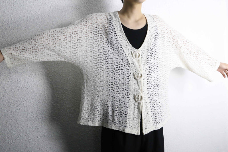 white color mesh loose cardigan