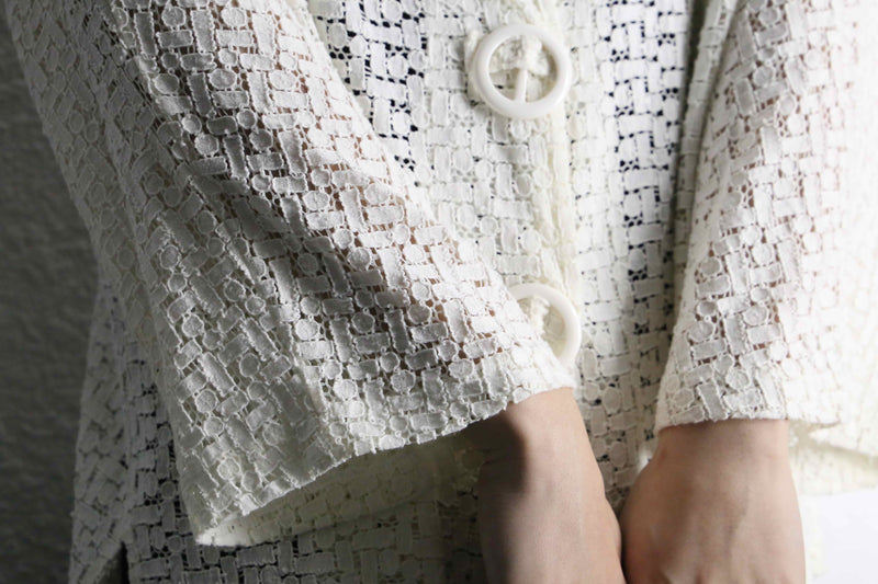 white color mesh loose cardigan