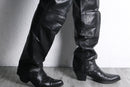 black real leather tapered pants