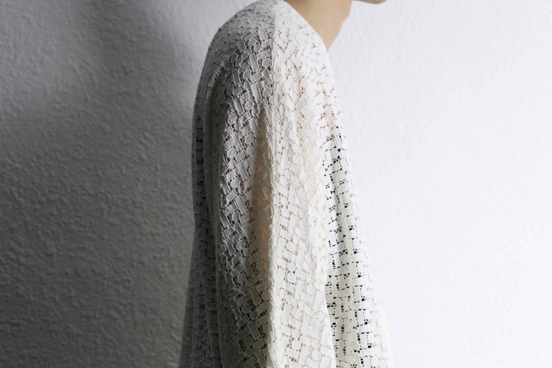white color mesh loose cardigan