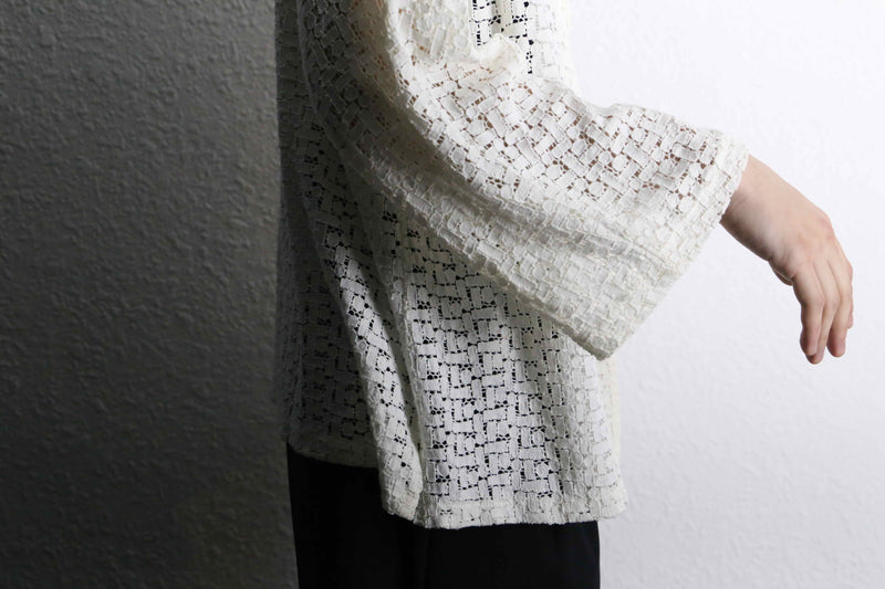 white color mesh loose cardigan