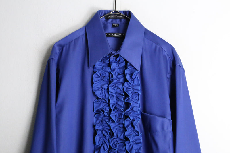 customization blue color frill shirt