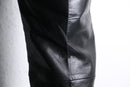 black real leather tapered pants