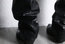 black real leather tapered pants