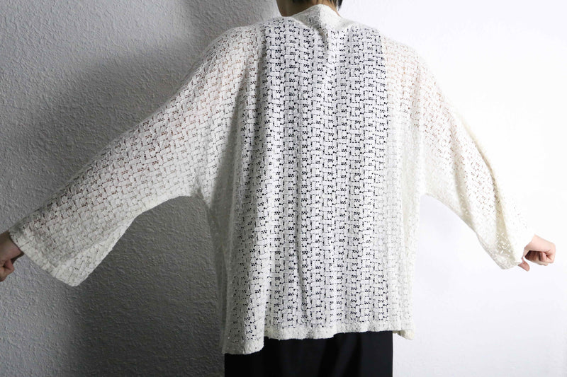 white color mesh loose cardigan
