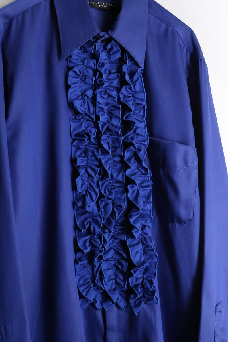 customization blue color frill shirt