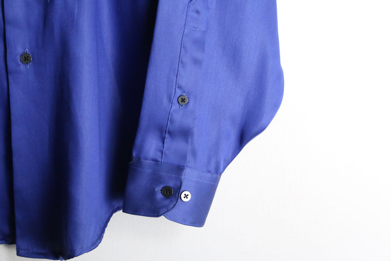 customization blue color frill shirt