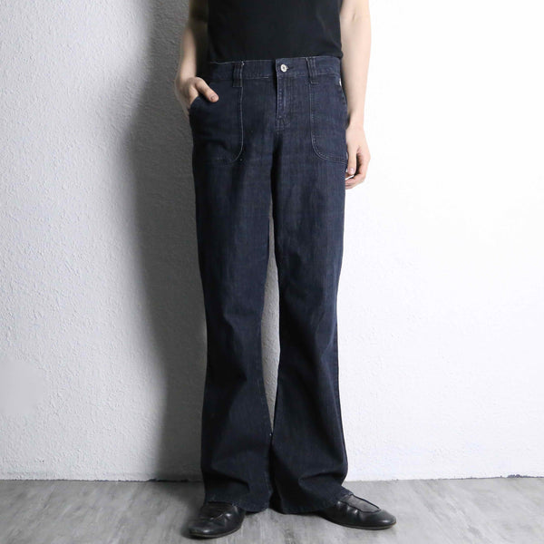 dark navy color flare denim pants