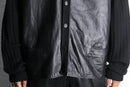 black knit × black leather switch cardigan