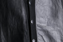 black knit × black leather switch cardigan