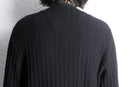 black knit × black leather switch cardigan