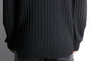 black knit × black leather switch cardigan
