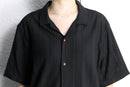 black mesh open collar s/s shirt