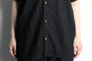 black mesh open collar s/s shirt