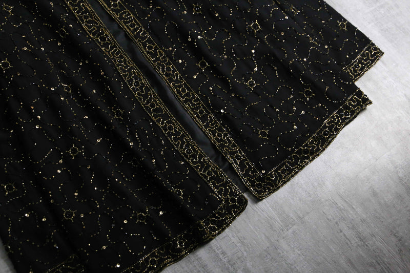 bijou×sequins button less sheer jacket