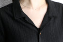 black mesh open collar s/s shirt