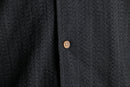 black mesh open collar s/s shirt